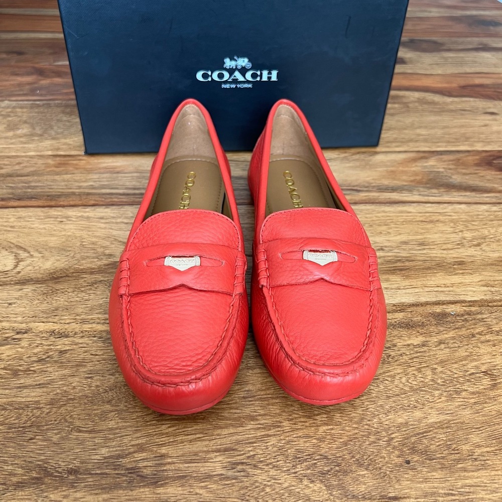 Coach Penny Loafers Watermelon Pebbled Leather Classic Shoe Flats - 7B - Picture 9 of 11